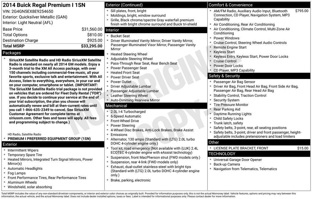 2014 Buick Regal Premium I Sedan FWD