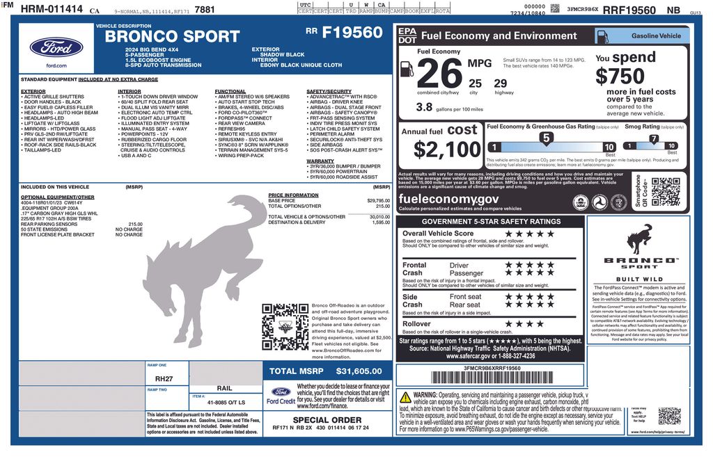 2024 Ford Bronco Sport Big Bend Black at Legacy Ford