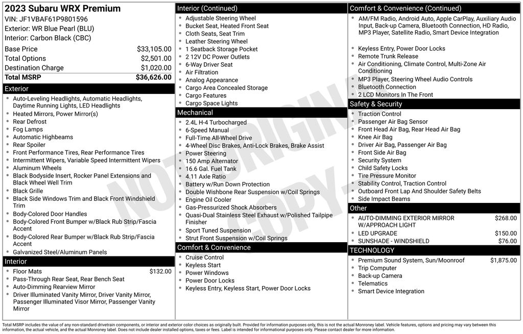 Certified Used 2023 Blue Subaru Premium image 3