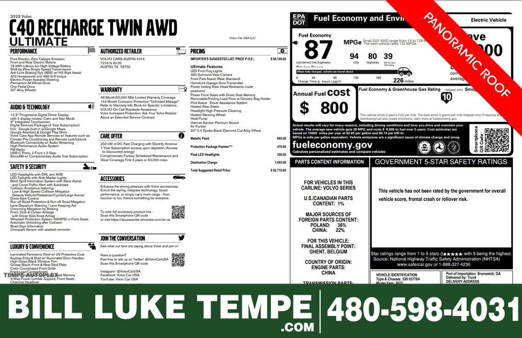 2023 Volvo C40 Recharge Twin Ultimate eAWD