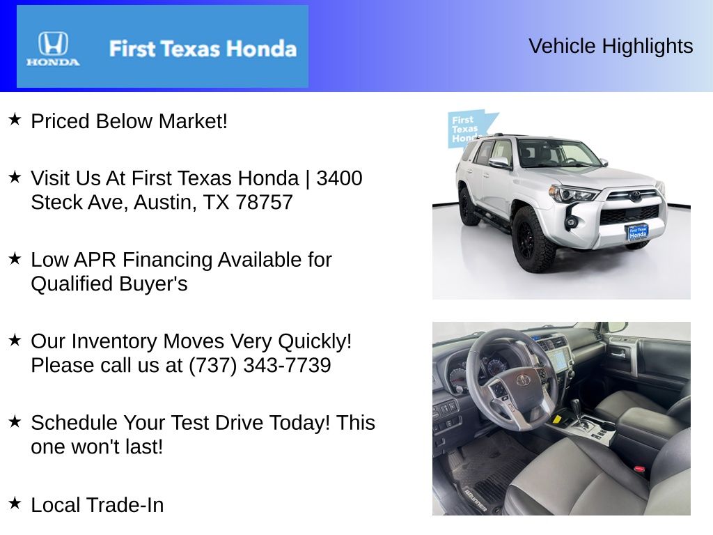 Used Car 2021 Toyota 4runner  Sr5 Premium For Sale Under $35,000 In Austin, Texas