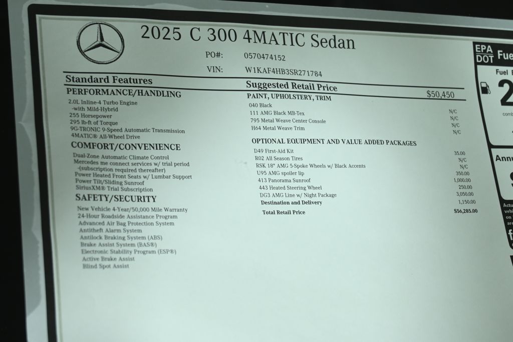 2025 Mercedes-Benz C-Class C 300 25