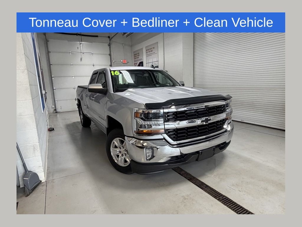 Silver Ice Metallic 2016 Chevrolet Silverado 1500 LT Double Cab 4WD Pickup Truck Four-Wheel Drive 6-Speed Automatic Overdrive
