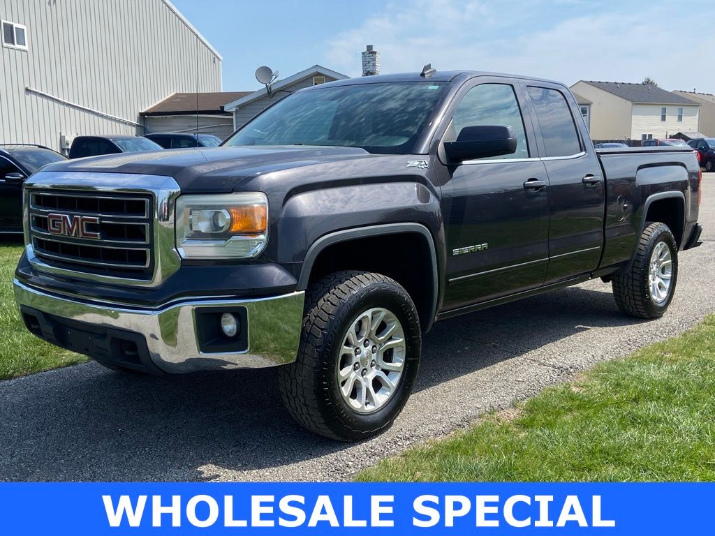 Gray (Iridium Metallic) 2014 GMC Sierra 1500 SLE Double Cab 4WD Pickup Truck Four-Wheel Drive 6-Speed Automatic Overdrive