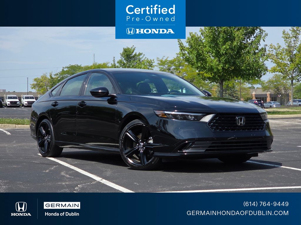 Crystal Black Pearl 2025 Honda Accord Hybrid Sedan Front-Wheel Drive Continuously Variable Transmission