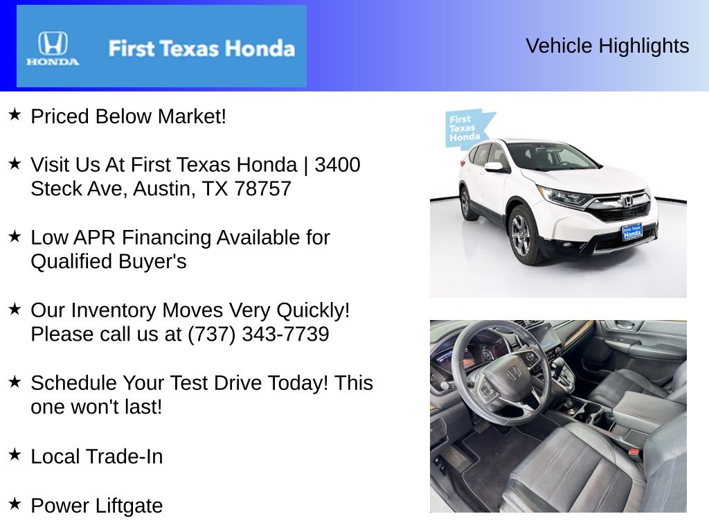 Used Car 2019 Honda Cr-v  Ex-l For Sale Under $20,000 In Austin, Texas