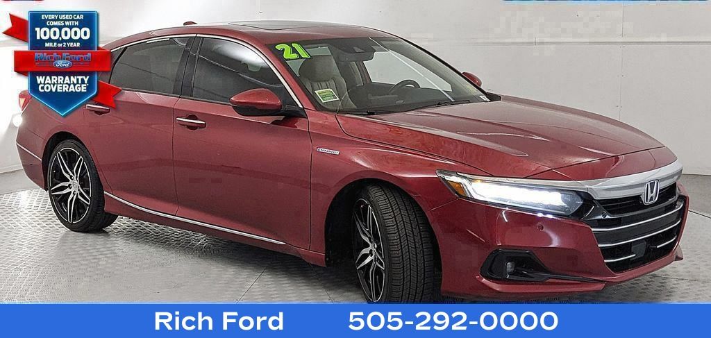 Red 2021 Honda Accord Hybrid Touring FWD Sedan Front-Wheel Drive Continuously Variable Transmission