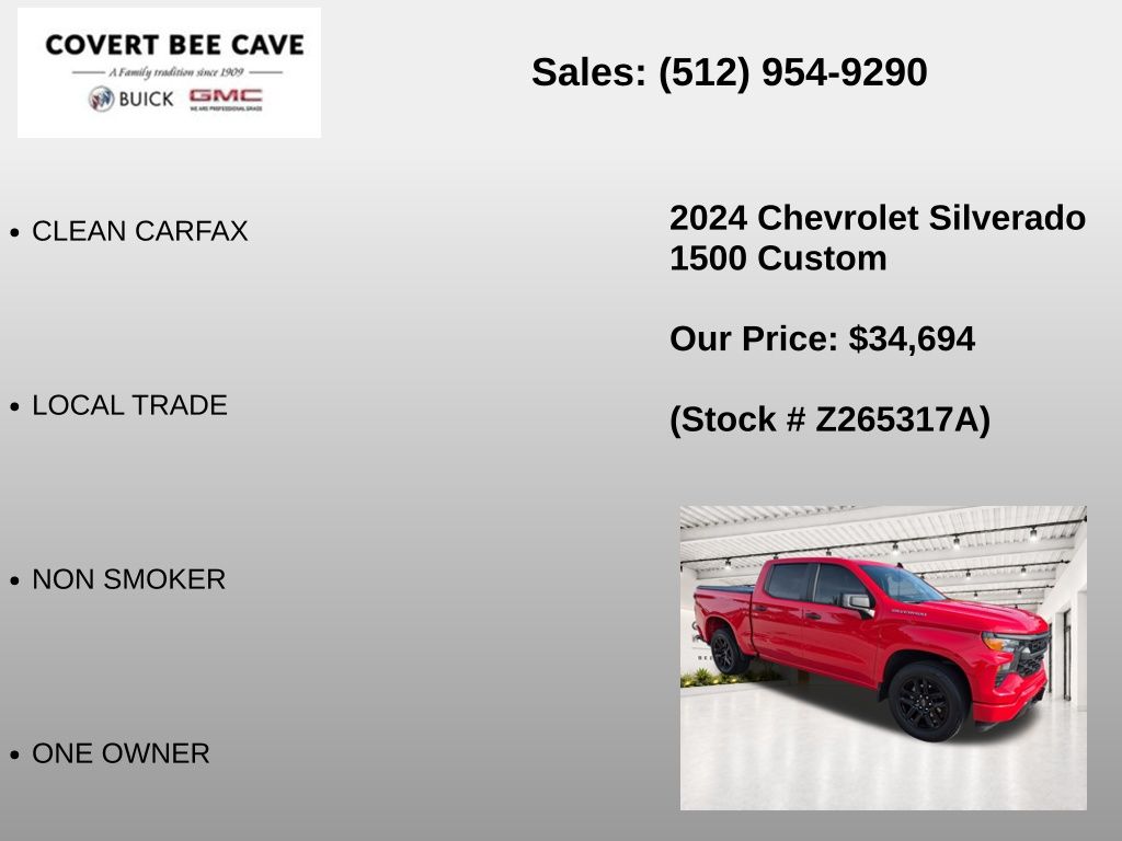 Used Car 2024 Chevrolet Silverado 1500  Custom For Sale Under $35,000 In Austin, Texas