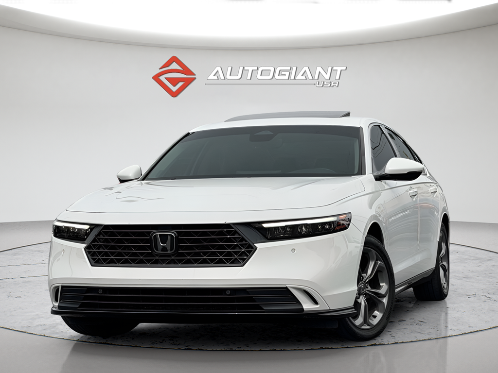 White 2023 Honda Accord Hybrid Sedan Front-Wheel Drive Continuously Variable Transmission