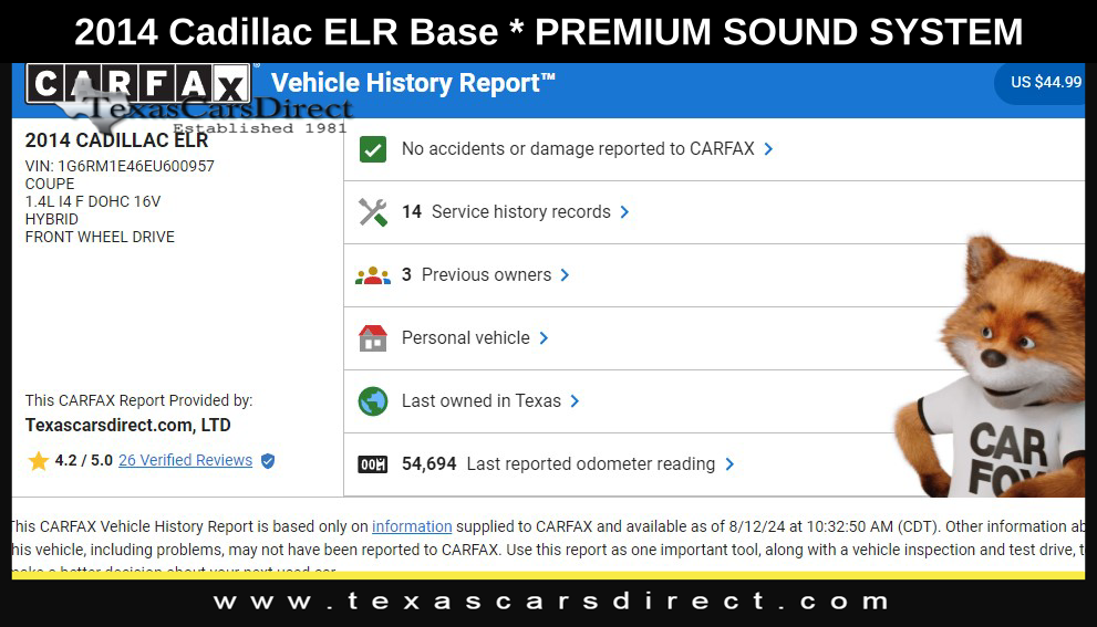 2014 Cadillac ELR Base 10