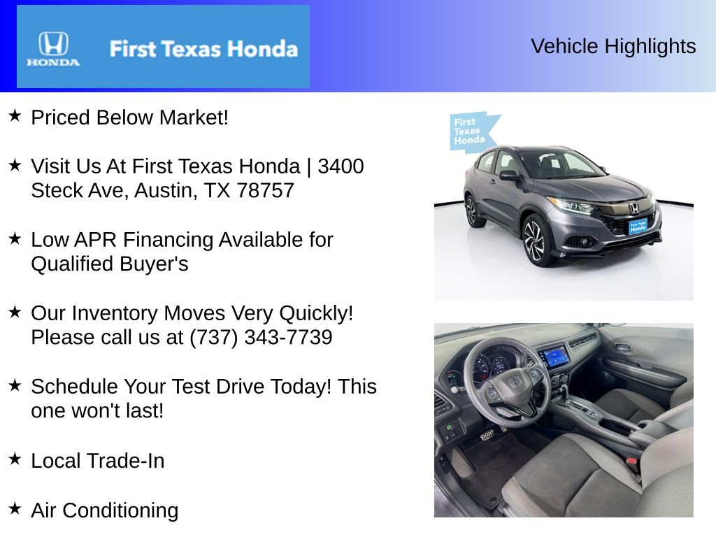 Used Car 2019 Honda Hr-v  Sport For Sale Under $25,000 In Austin, Texas