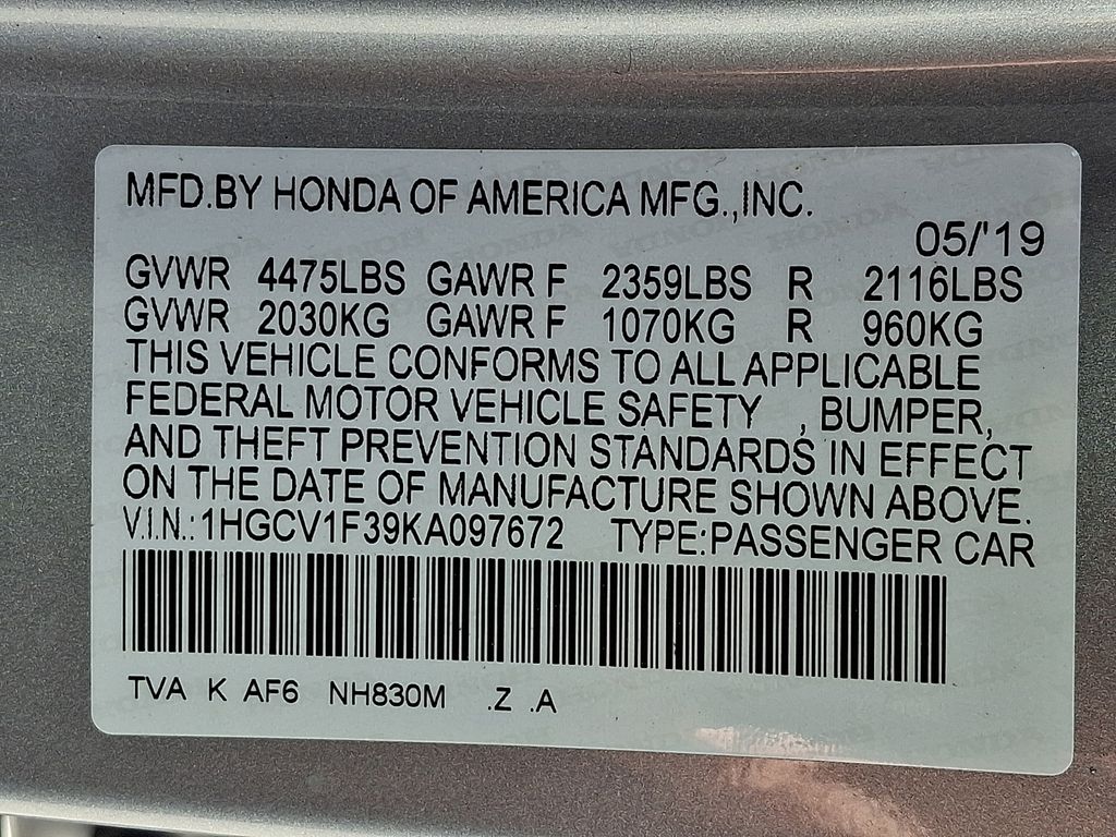 2019 Honda Accord Sport Silver at Honda North