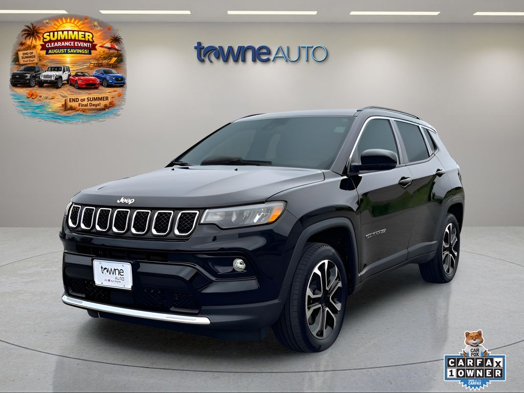 Diamond Black Crystal Pearlcoat 2023 Jeep Compass SUV / Crossover Four-Wheel Drive 8-Speed Automatic