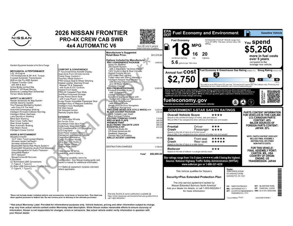 2026 Nissan Frontier PRO-4X Blue at South Hills Kia
