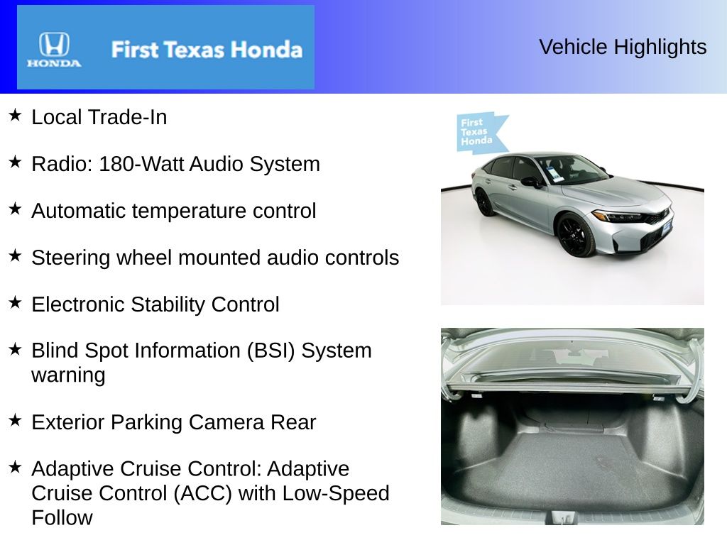 Used Car 2025 Honda Civic  Sport For Sale Under $30,000 In Austin, Texas