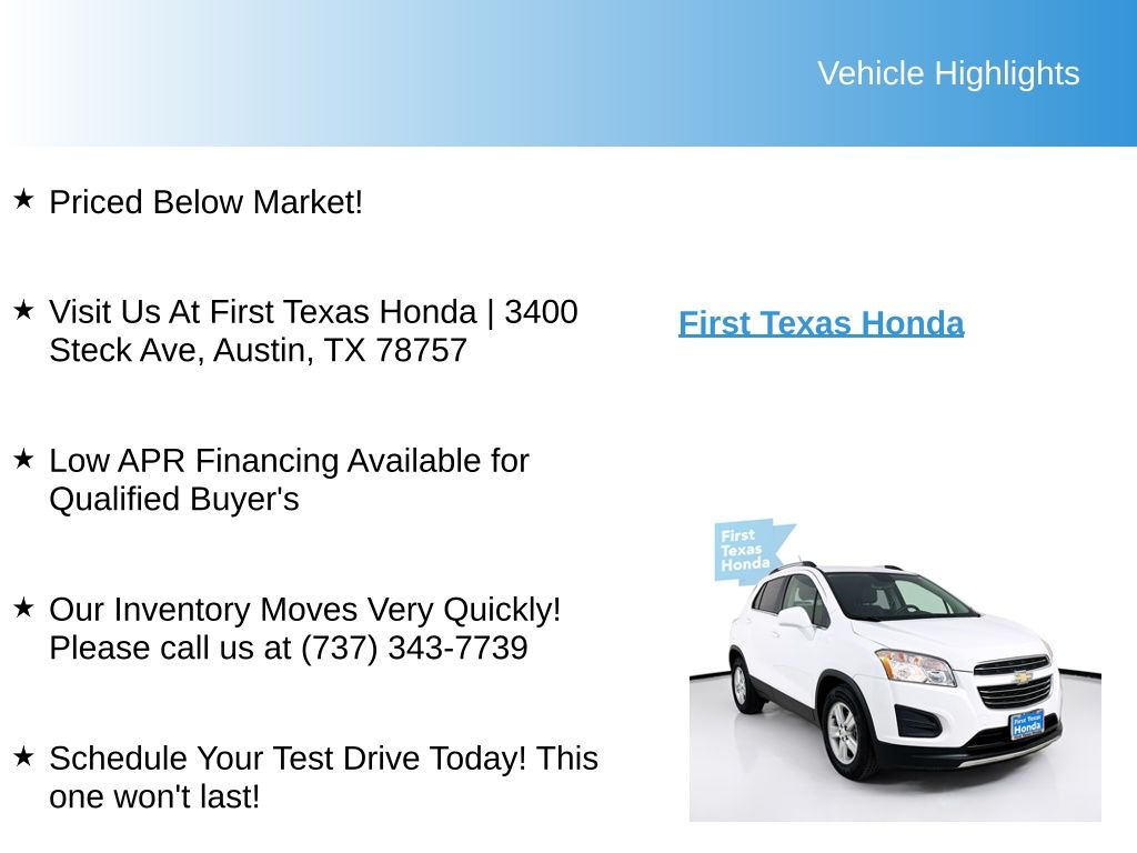 Used Car 2016 Chevrolet Trax  Lt For Sale Under $10,000 In Austin, Texas