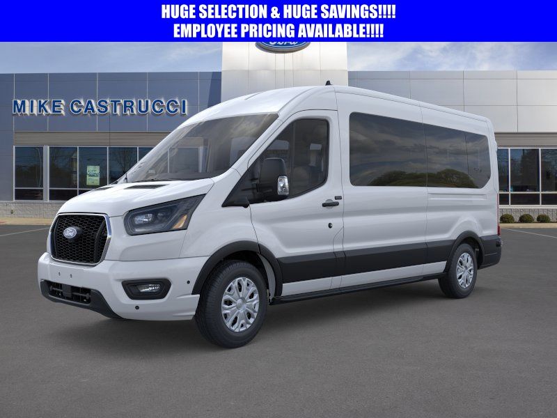 Oxford White 2026 Ford Transit Passenger 350 XLT Medium Roof LB RWD Van Rear-Wheel Drive