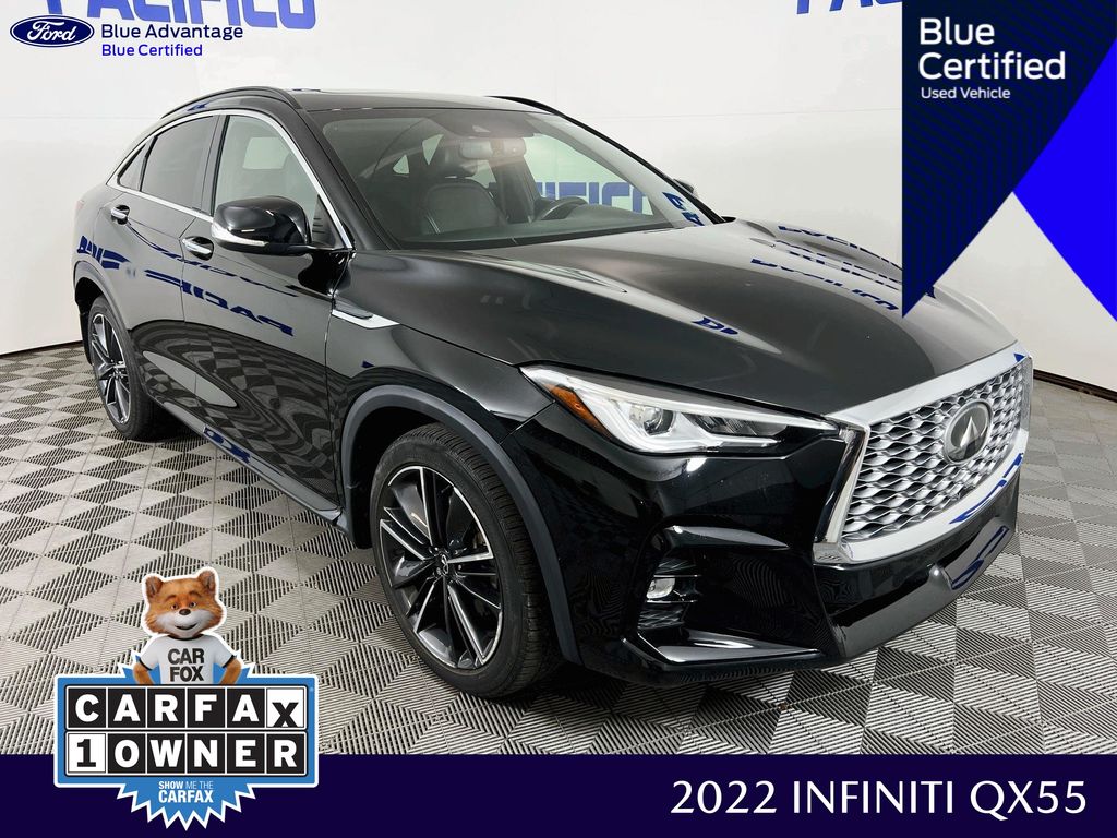 Black Obsidian 2022 INFINITI QX55 Luxe AWD SUV / Crossover All-Wheel Drive Continuously Variable Transmission