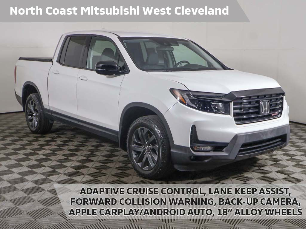 Platinum White Pearl 2023 Honda Ridgeline Sport AWD Pickup Truck All-Wheel Drive 9-Speed Automatic