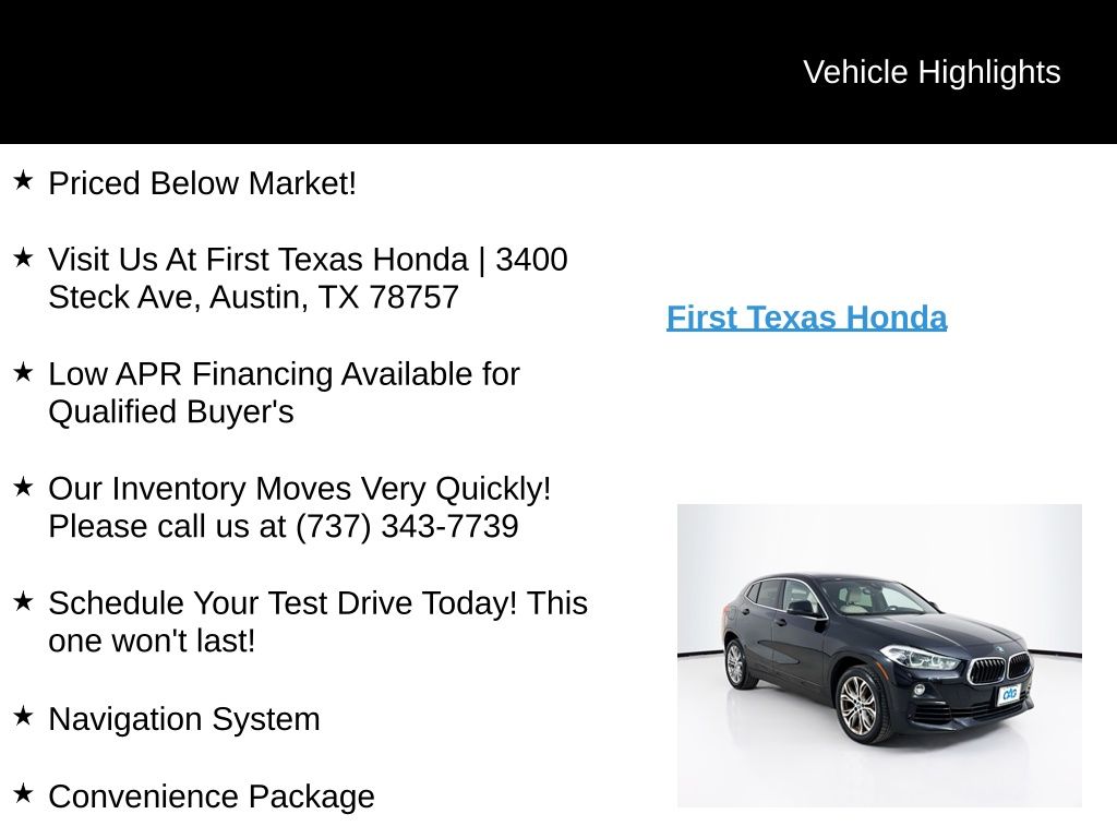 Used Car 2019 Bmw X2  Sdrive28i For Sale Under $20,000 In Austin, Texas
