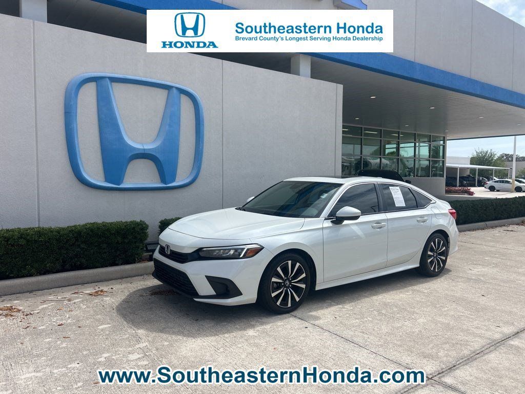 White 2023 Honda Civic EX FWD Sedan Front-Wheel Drive Continuously Variable Transmission