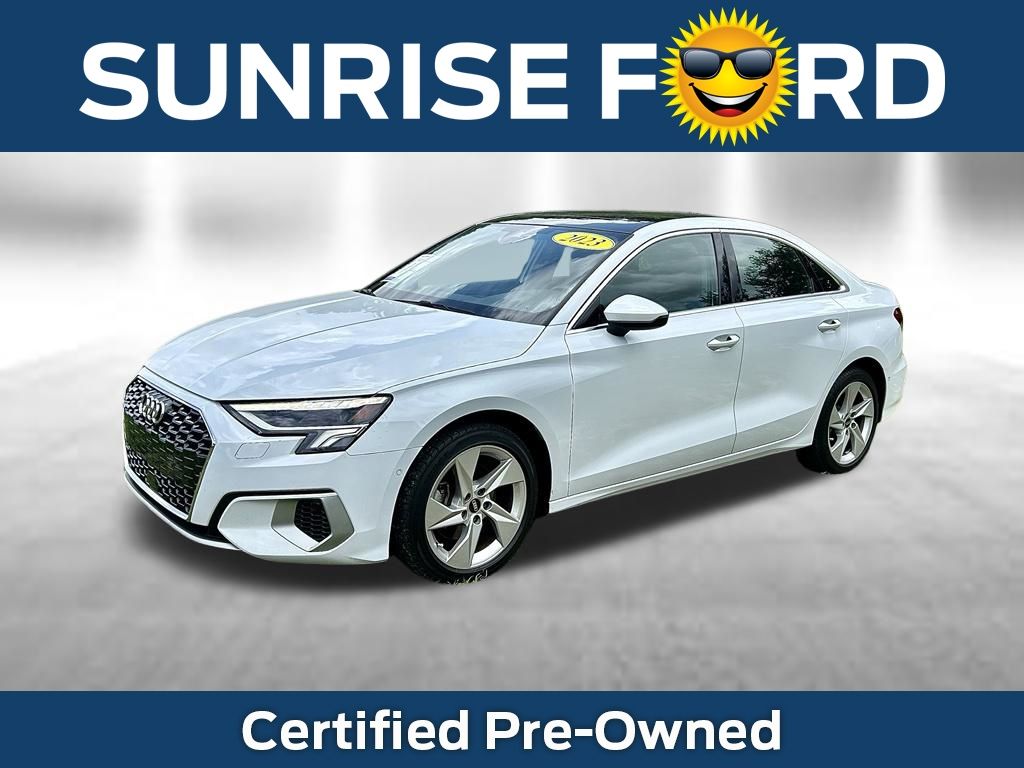 Glacier White 2023 Audi A3 Sedan Front-Wheel Drive 7-Speed Automatic