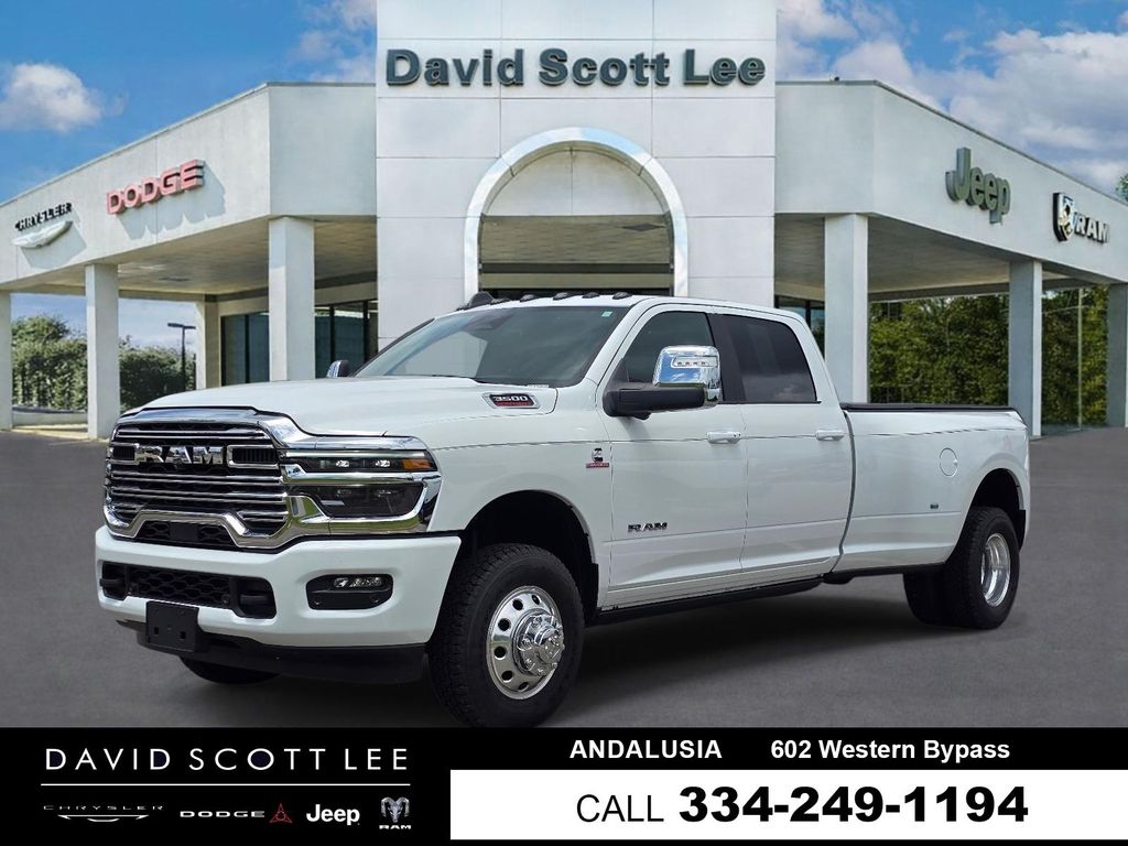 Bright White Clearcoat 2025 RAM 3500 Laramie Crew Cab LB DRW 4WD Pickup Truck Four-Wheel Drive 8-Speed Automatic