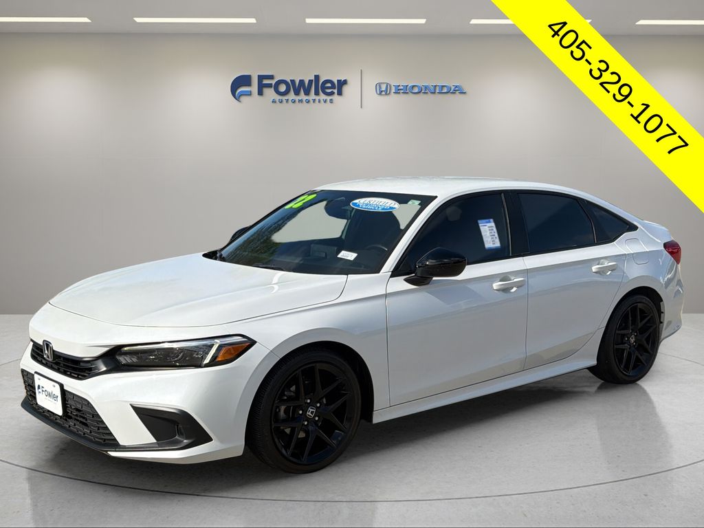 White 2022 Honda Civic Sport FWD Sedan Front-Wheel Drive Continuously Variable Transmission