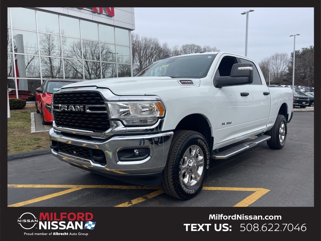 Bright White Clearcoat 2024 RAM 2500 Big Horn Crew Cab 4WD Pickup Truck Four-Wheel Drive 8-Speed Automatic