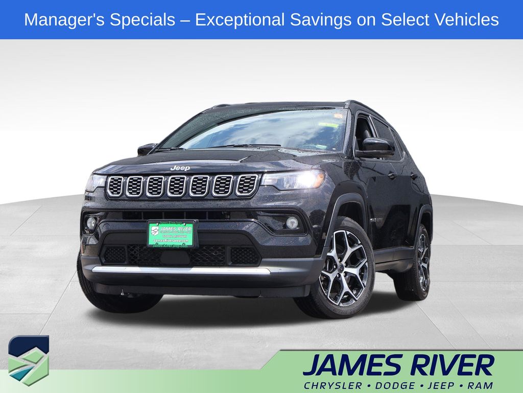 Diamond Black Crystal Pearlcoat 2025 Jeep Compass SUV / Crossover Four-Wheel Drive 8-Speed Automatic
