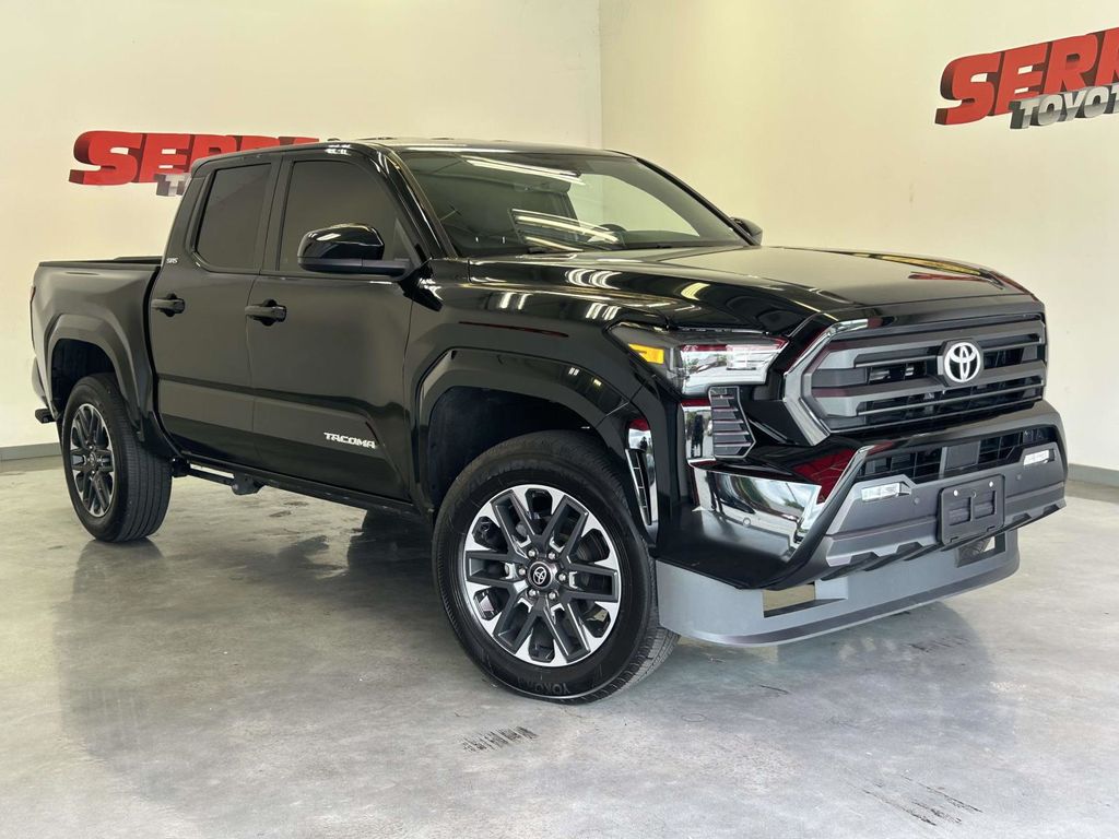 Black 2024 Toyota Tacoma SR5 Double Cab 4WD Pickup Truck Four-Wheel Drive 8-Speed Automatic