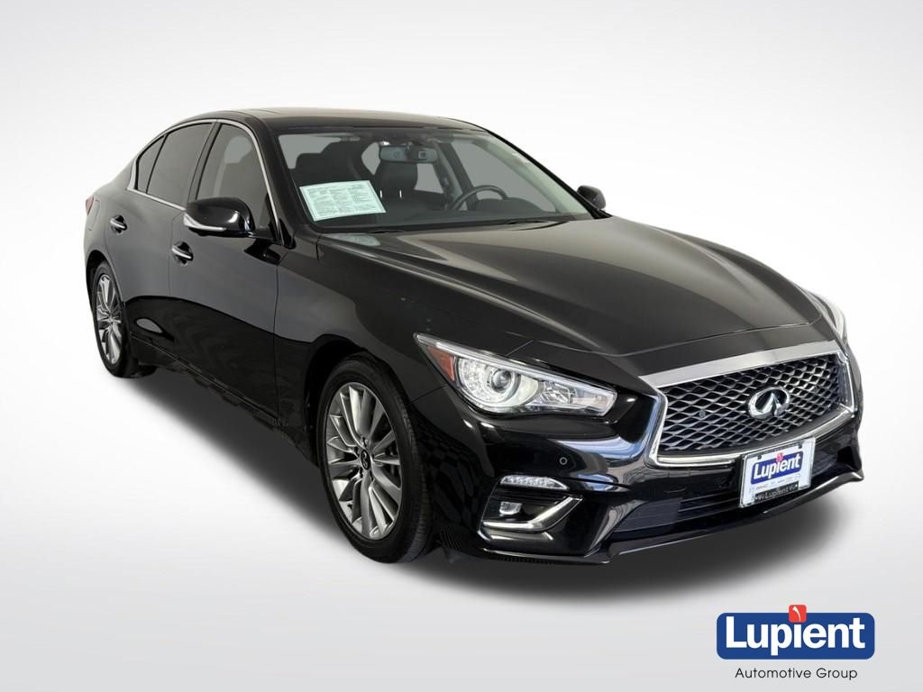 Black 2023 INFINITI Q50 Luxe AWD Sedan All-Wheel Drive 7-Speed Automatic Overdrive