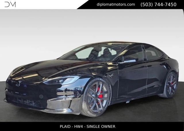 Solid Black 2023 Tesla Model S Plaid AWD Sedan All-Wheel Drive 1-Speed Automatic