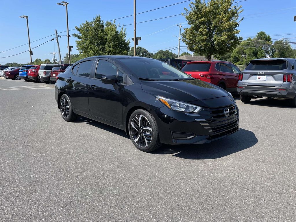 Black 2025 Nissan Versa Sedan Front-Wheel Drive Continuously Variable Transmission