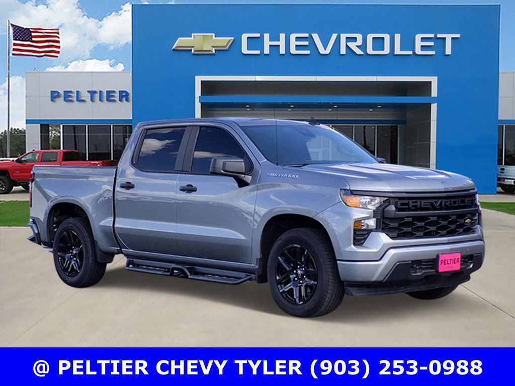 Sterling Gray Metallic 2024 Chevrolet Silverado 1500 Custom Crew Cab RWD Pickup Truck 4X2 8-Speed Automatic