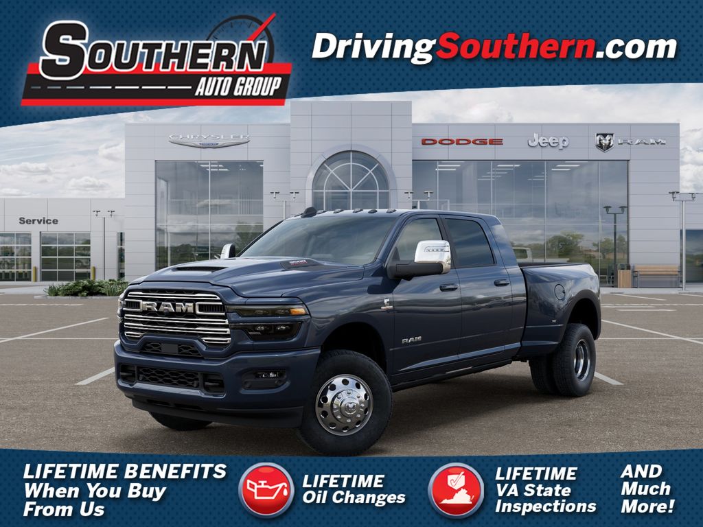 Forged Blue Metallic 2026 RAM 3500 Laramie Mega Cab DRW 4WD Pickup Truck Four-Wheel Drive 8-Speed Automatic