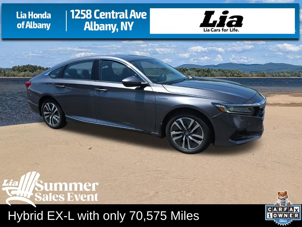 Gray (Modern Steel Metallic) 2021 Honda Accord Hybrid Sedan Front-Wheel Drive Continuously Variable Transmission