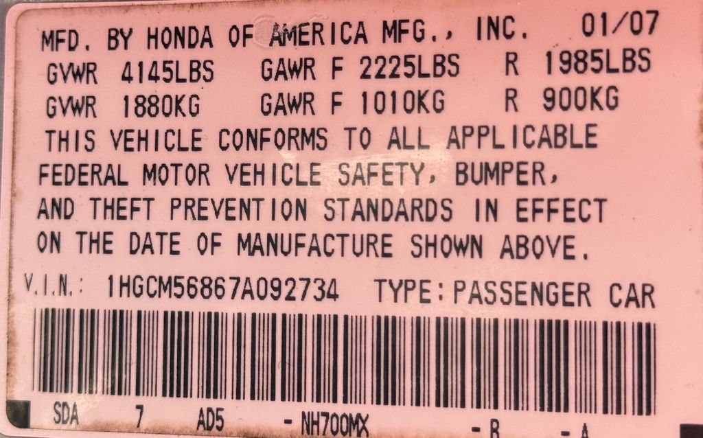 2007 Honda Accord 2.4 EX