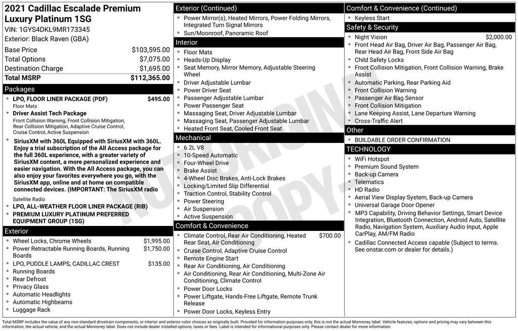 Certified Used 2021 Black Cadillac Premium Luxury Platinum image 5