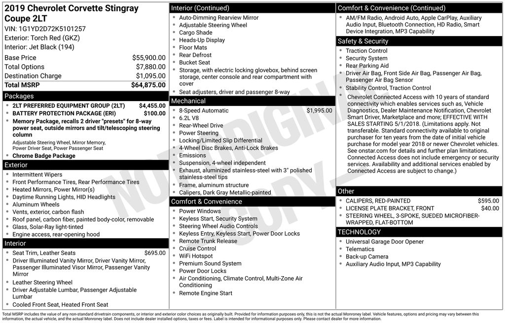 Used 2019 Red Chevrolet Stingray image 4