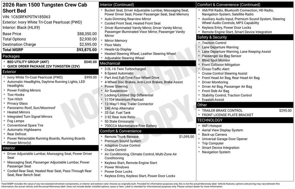 new 2026 Ram 1500 car, priced at $93,875