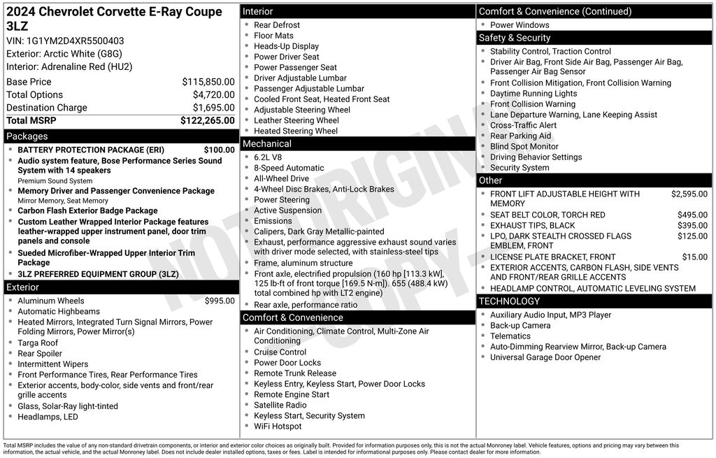 2024 Chevrolet Corvette E-Ray RWD Coupe 3LZ