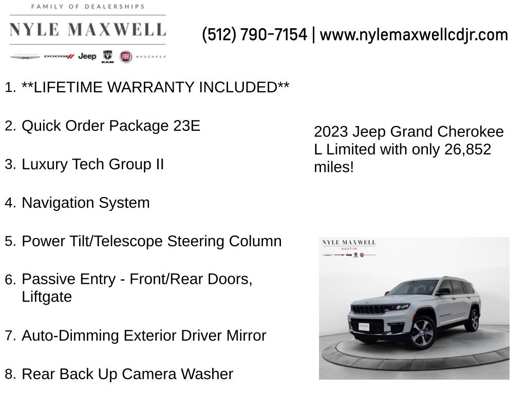 Used Car 2023 Jeep Grand Cherokee L  Limited For Sale Under $35,000 In Austin, Texas