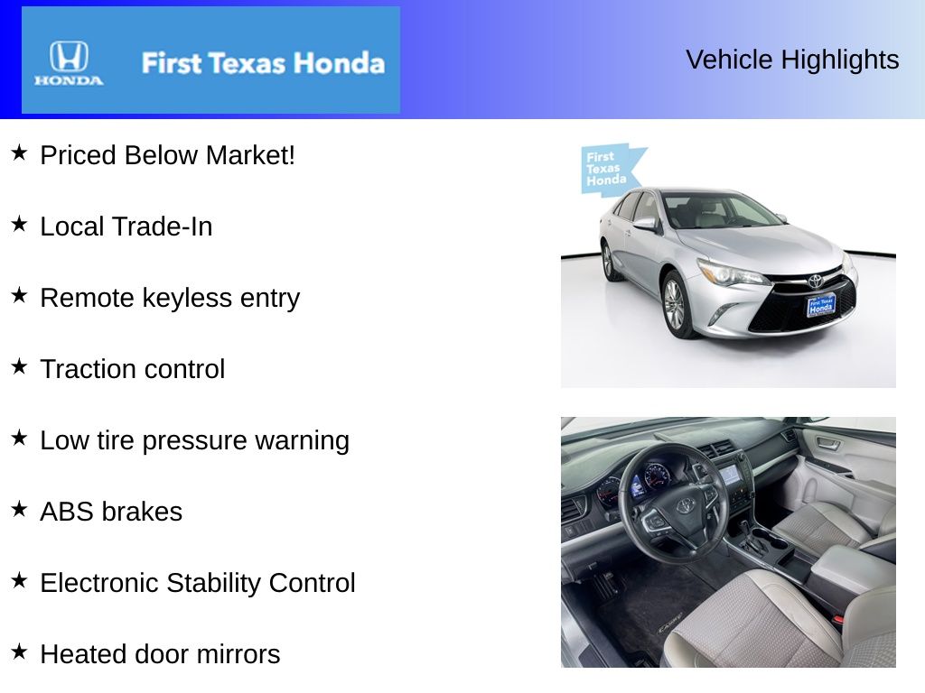 Used Car 2015 Toyota Camry  Se For Sale Under $15,000 In Austin, Texas