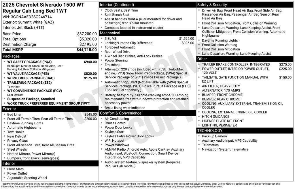 2025 Chevrolet Silverado 1500 Work Truck 1WT Regular Cab Long Box's photo