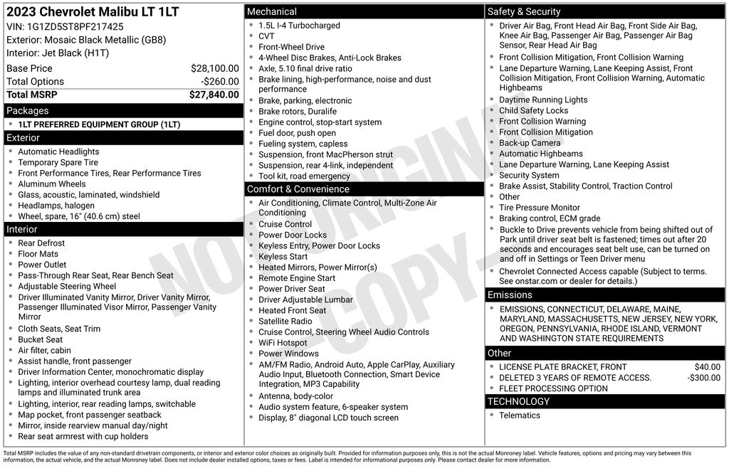 Used Car 2023 Chevrolet Malibu  Lt For Sale Under $20,000 In Austin, Texas