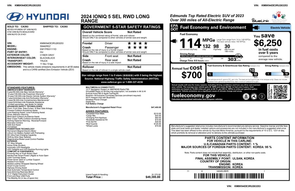 Used 2024 Hyundai IONIQ 5 SEL with VIN KM8KN4DE3RU263253 for sale in Phoenix, AZ