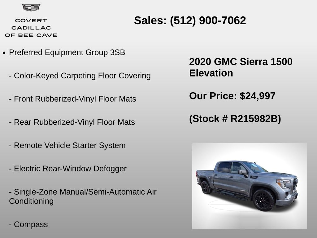 Used Car 2020 Gmc Sierra 1500  Elevation For Sale Under $25,000 In Austin, Texas