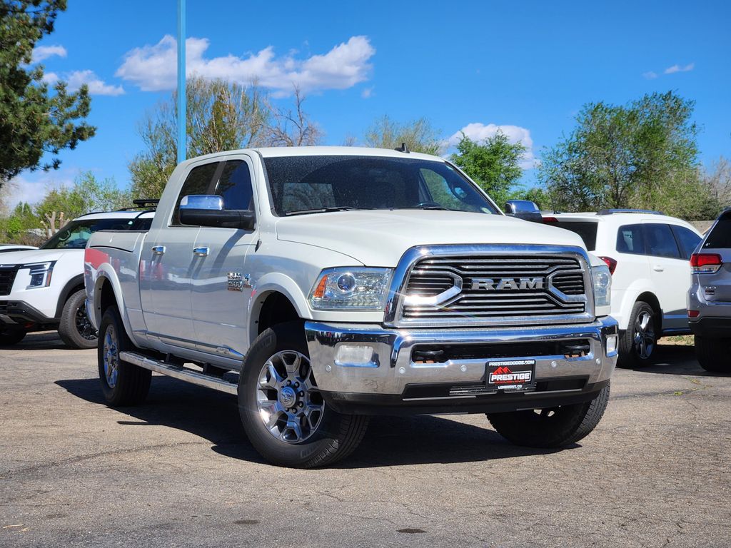Pearl White 2016 RAM 2500 Laramie Longhorn Mega Cab 4WD Pickup Truck Four-Wheel Drive 6-Speed Automatic