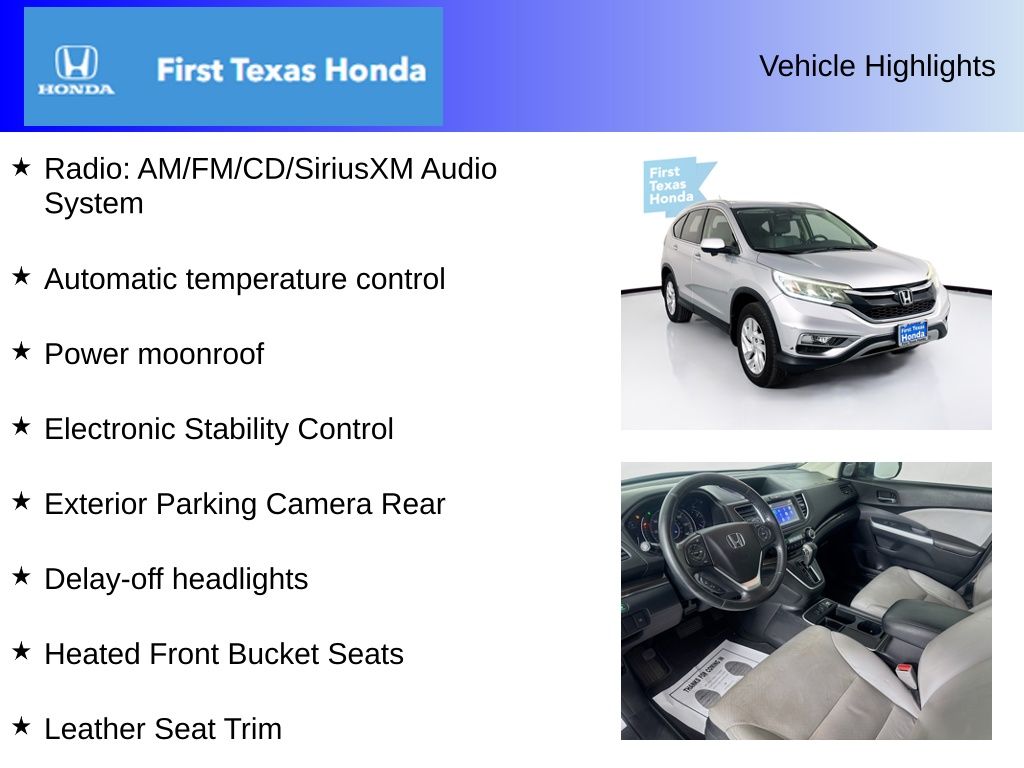 Used Car 2016 Honda Cr-v  Ex-l For Sale Under $15,000 In Austin, Texas